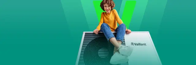 Žena sedící na tepelném čerpadle